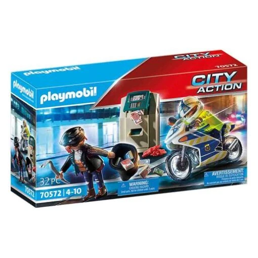 Playmobil - Moto De Policía: Persecución Del Ladrón De Dinero - 70572 -Playmobil Tienda medias 90